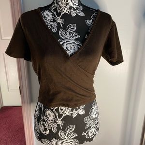 Brown Crossover Crop Top